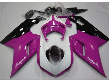 Gloss Pink & White Ducati 848 1098 1198 Fairings 2007-2012 Outlets