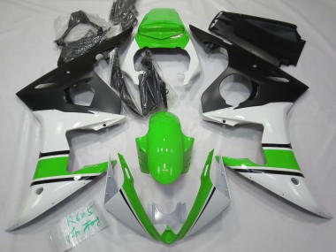 Gloss White and Green Yamaha R6 Fairings 2003-2005 Outlets