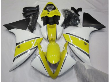 Gloss White and Yellow Yamaha R1 Fairings 2009-2012 Outlets