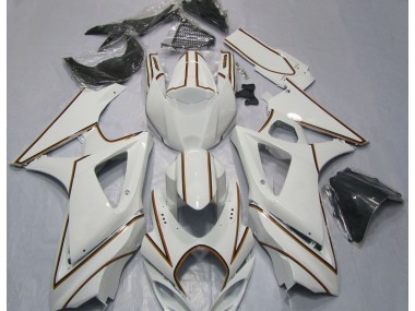 Gloss White Orange Pin Stripe Suzuki GSXR 1000 Fairings 2007-2008 Outlets
