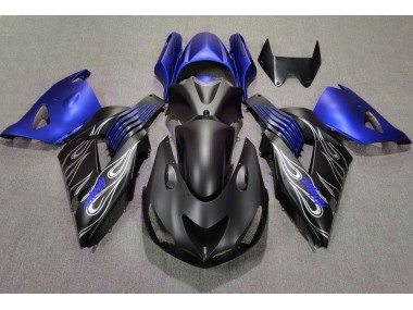 Matte Black and Blue Kawasaki ZX14R Fairings 2006-2011 Outlets