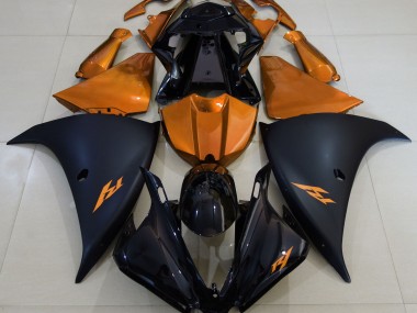 Matte Black and Orange Yamaha R1 Fairings 2013-2014 Outlets