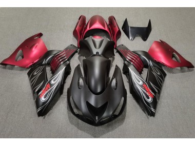 Matte Black and Red Kawasaki ZX14R Fairings 2006-2011 Outlets